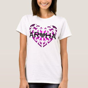 Aroha T-Shirt oder Hoodie - Rosa auf Weiß