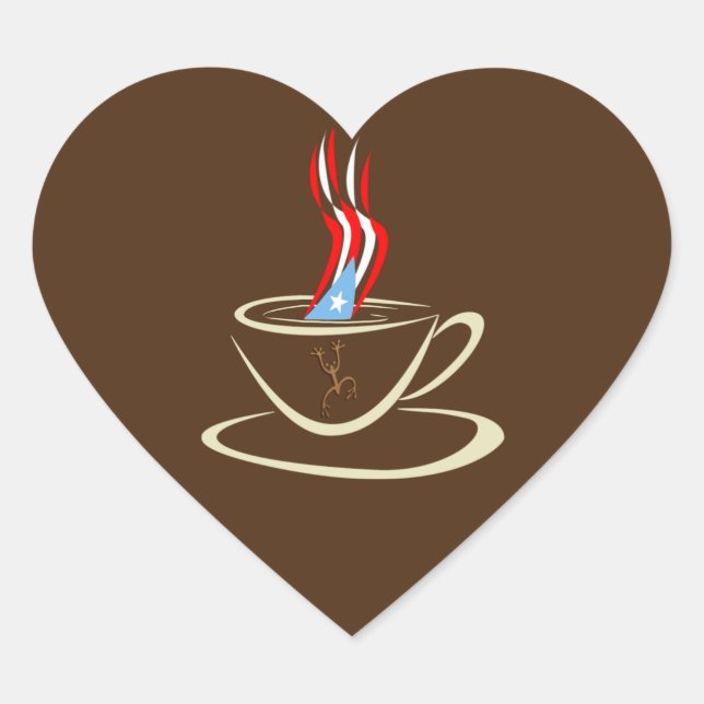 Aroma a Puerto Rico Tasse Coqui Herz-Aufkleber (Vorderseite)