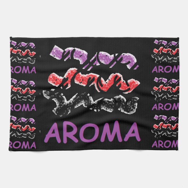 Aroma schwarz mit rot und lila geschirrtuch (Horizontal)