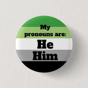 Aromantic/Aro He/Sim Pronouns Button