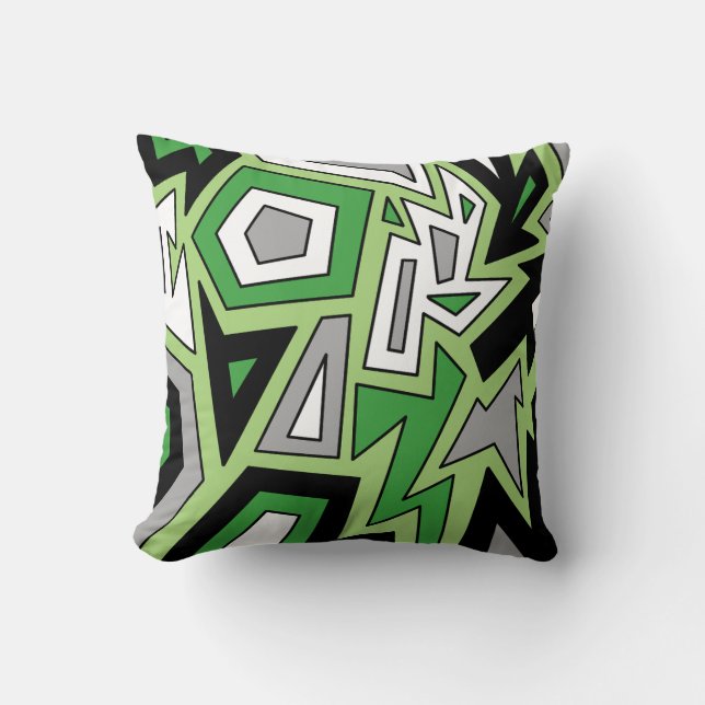 Aromantic Aro Pride Modern Geometric Green Kissen (Vorderseite)