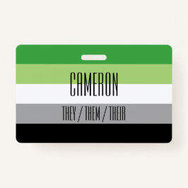 Aromantic Flaggen-Name/Pronomen-Abzeichen Ausweis