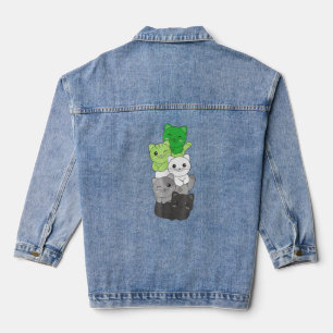 Aromantische Flagge Nicht binärer Stolz Gbq Katzen Jeansjacke