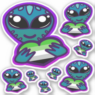 Aromantische und stolze Alien Stickers Aufkleber