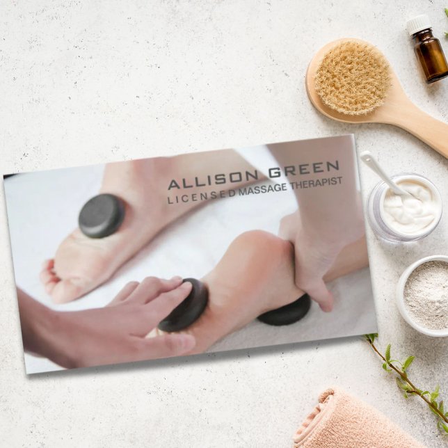 Aromatherapie Heiße Stone Massage Salon Visitenkarte (Aromatherapy Therapist Hot Stone Massage Salon Business Card)