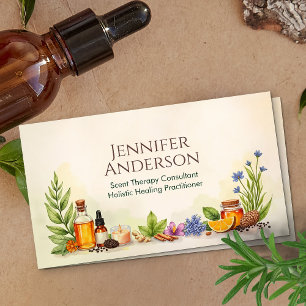 Aromatherapie-Praktiker-Wasserfarbillustration Visitenkarte