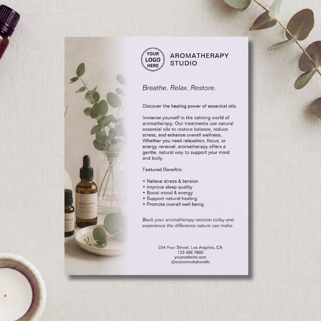Aromatherapie-Spa-Geschäft Lavendel Eigenes Logo   Flyer (Aromatherapy Spa Business Lavender Custom Logo Flyer)