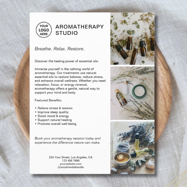 Aromatherapie Wellness-Center Logo Werbung Geschäf Flyer (Create your own Aromatherapy Studio Business Flyer)