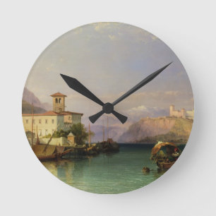 Arona und das Schloss von Angera, See Maggiore, Runde Wanduhr