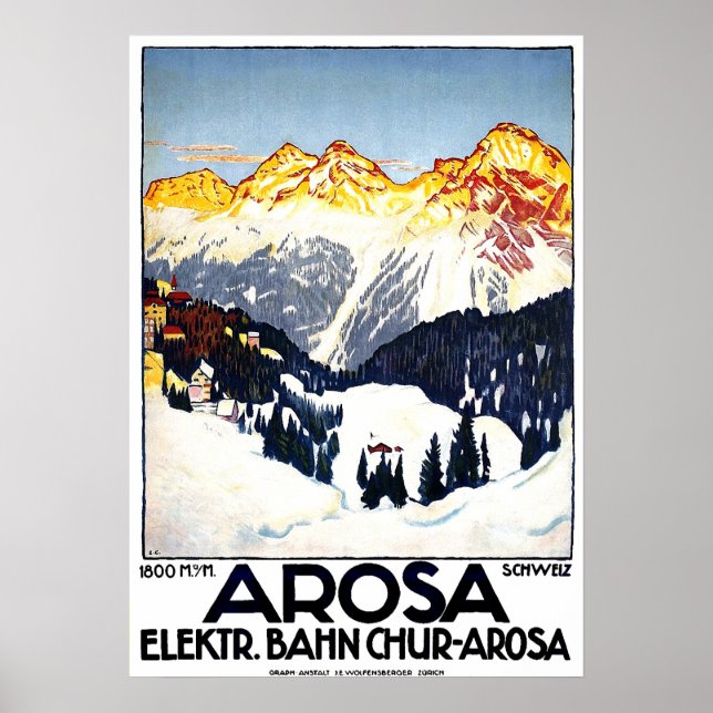 Arosa, Bergresort, Schweiz, Vintag Poster (Vorne)