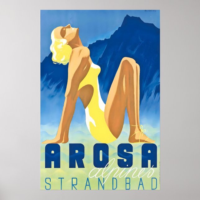 Arosa Graubünden Switzerland Vintage Travel Poster (Vorne)