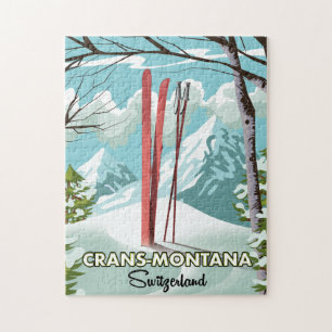 Arosa Lenzerheide, Schweizer Skiposter. Magnet J Puzzle