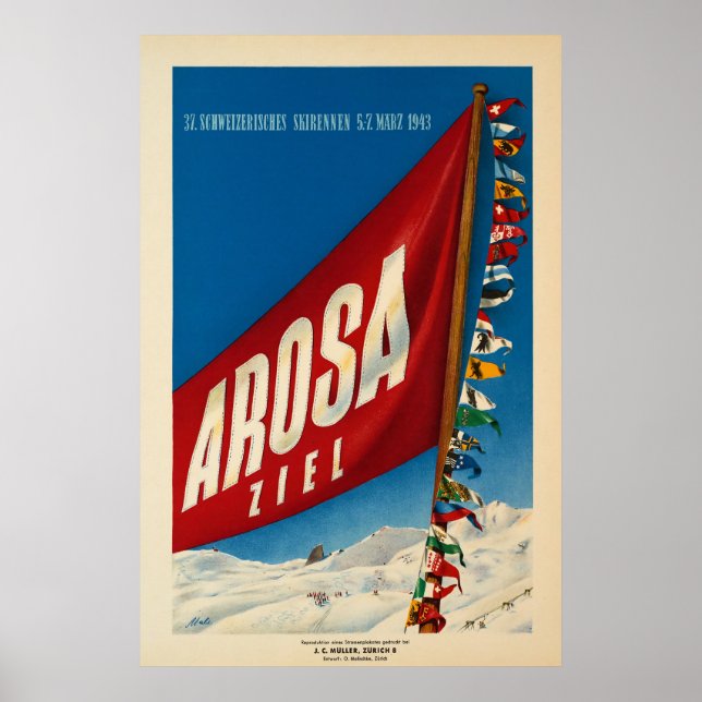 Arosa, Schweiz, Ski-Travel Poster (Vorne)