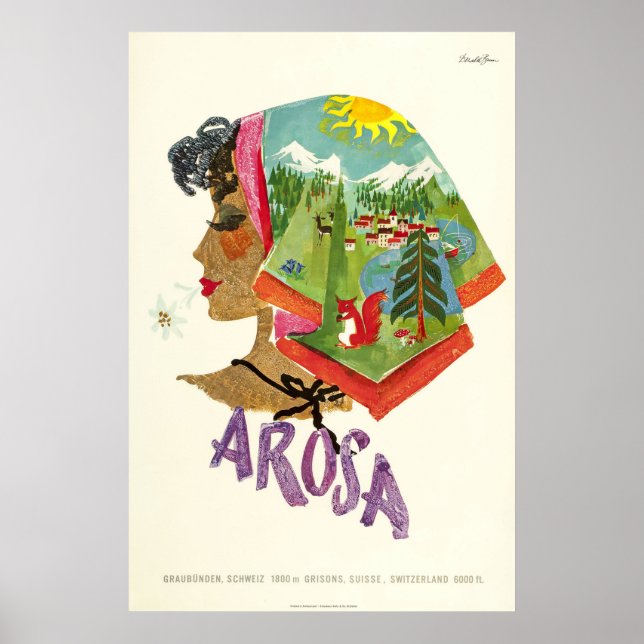 Arosa, Schweiz, Ski Travel Poster (Vorne)