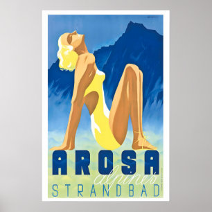 Arosa Schweiz Vintage-Reiseposter - gerahmt Poster