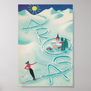 Arosa Switzerland Retro Vintages Skiposter Poster