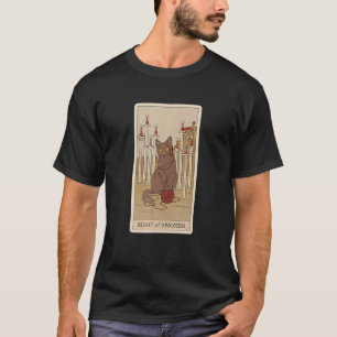 Arot Karte Acht Der Schwerter Und Katze Kosmisches T-Shirt