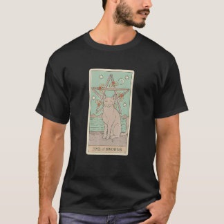 Arot Karte Fünf der Schwerter und Katze Kosmisches T-Shirt