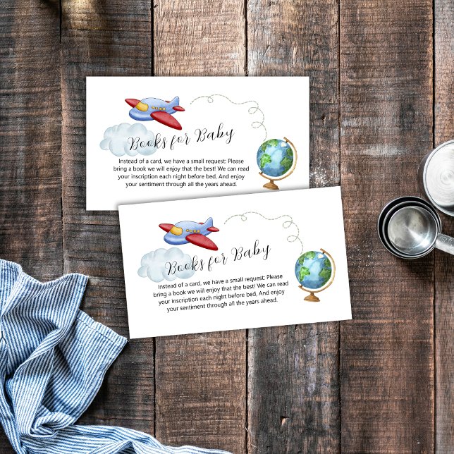 Around The World Map Airplane Books Baby Shower Begleitkarte (Around The World Map Airplane Books Baby Shower Enclosure Card)