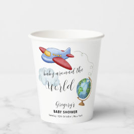 Around The World Map Airplane Boy Baby Shower Pappbecher