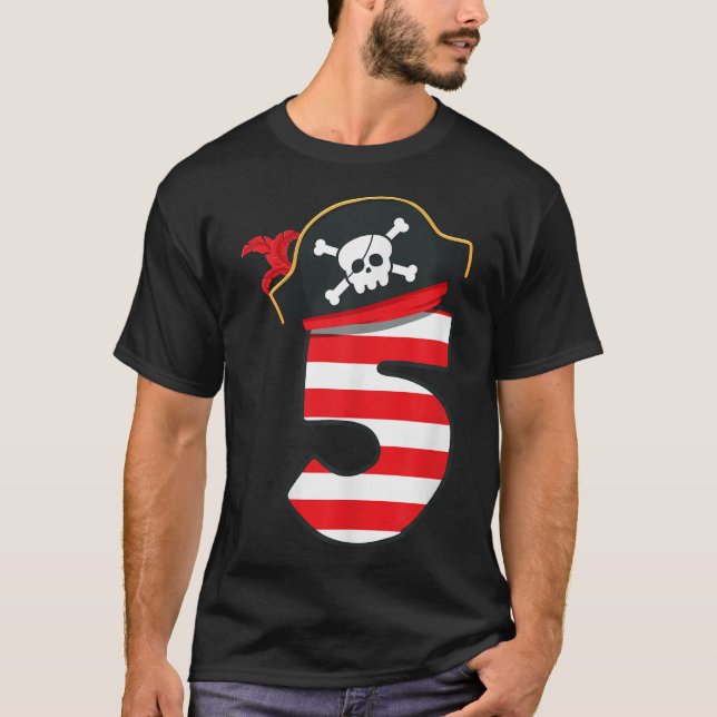 Arr I m 5 Cool Pirate 5th Birthday Party Boys T-Shirt (Vorderseite)