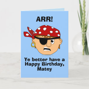 Arr Pirate Boy Funny Birthday Card Vorlage