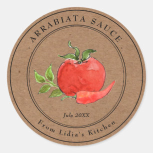 Arrabiata Pasta sauce Kraft Papier Jar-Etikett Runder Aufkleber