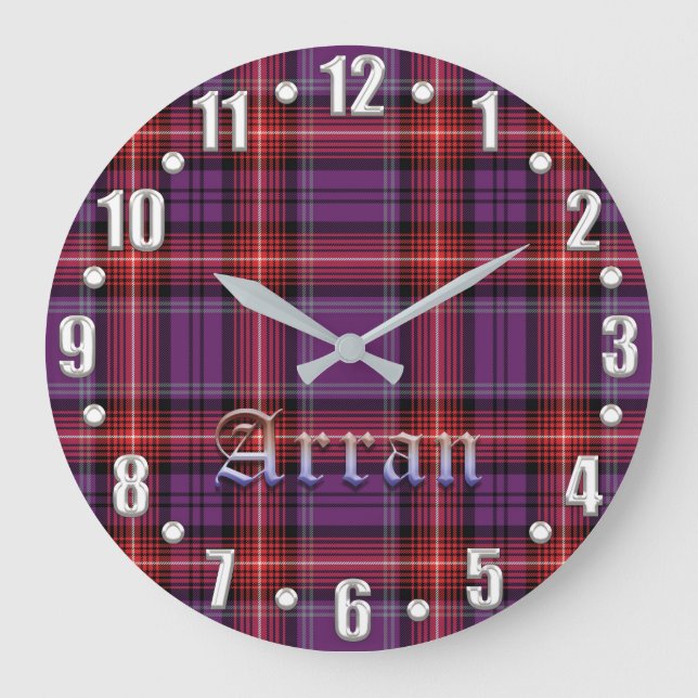 Arran BezirkTartan Große Wanduhr (Vorderseite)