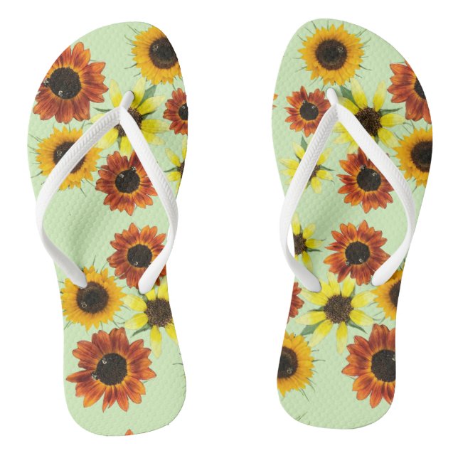Array Farbige Sonnenblumen Blume FlipFlops (Fußbett)
