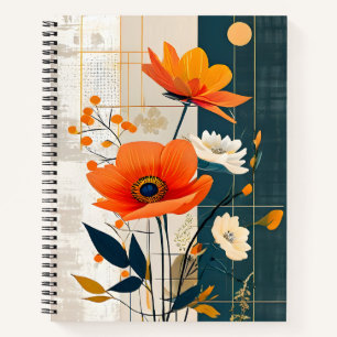 Array von Blume auf gemischten Medien Notizbuch