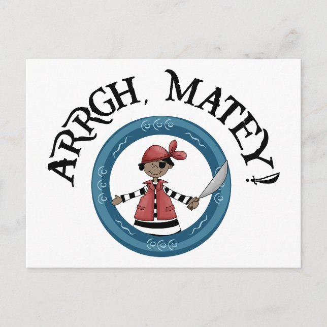 Arrgh Matey Pirate Boy Postcard Postkarte (Vorderseite)