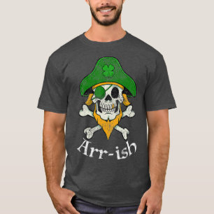 ARRish Funny Irish Pirate Clover Skull Cool St T-Shirt
