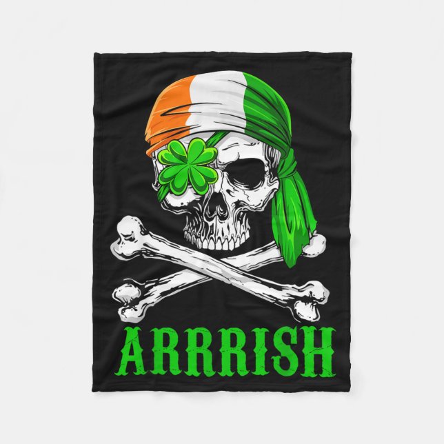 Arrish Irish Rate Skull St Patricks Day Clover Gif Fleecedecke (Vorderseite)