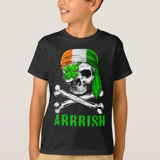 Arrish Irish Rate Skull St Patricks Day Clover Gif T-Shirt (Vorderseite)