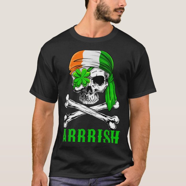 Arrish Irish Rate Skull St Patricks Day Clover Gif T-Shirt (Vorderseite)