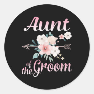 Arrow Blume glückliche Tante der Groombride Mann Runder Aufkleber