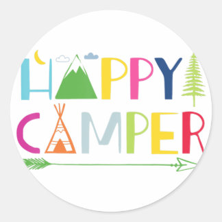 Arrow Camper Happy Summer Camp Camping Geschenk Mä Runder Aufkleber