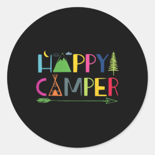 Arrow Camper Happy Summer Camp Camping Geschenk Mä Runder Aufkleber