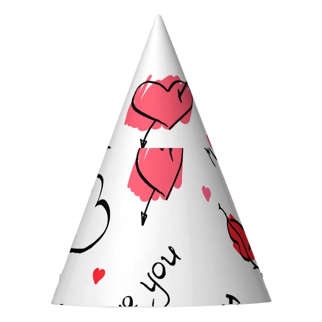 Arrow des Valentins Herz nahtlos Partyhütchen (Vorderseite)