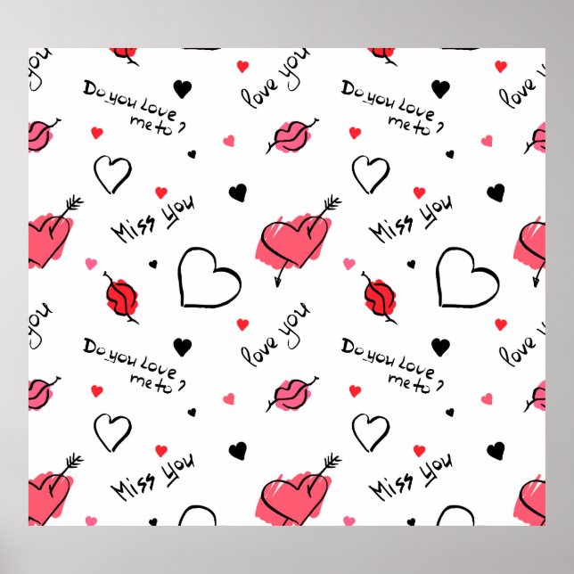 Arrow des Valentins Herz nahtlos Poster (Vorne)