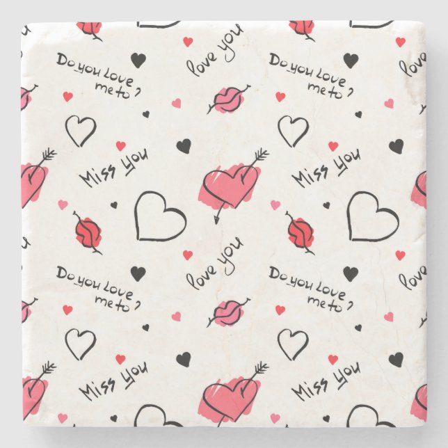 Arrow des Valentins Herz nahtlos Steinuntersetzer (Vorderseite)