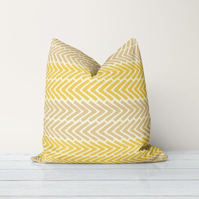 Arrow Flow Yellow Mustard Throw Kissen (Von Creator hochgeladen)