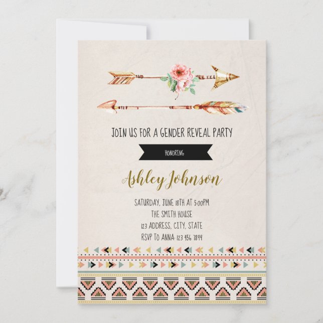 Arrow-Geschlecht offenbart Party Einladung (Vorderseite)