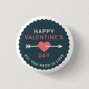 Arrow Heart Happy Valentine's Day Button