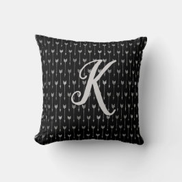 Arrow-Muster für Monogram-Schwarz und Silver-Glitz Kissen