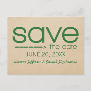 Arrow Typografie Save the Date Postkarte, grün Ankündigungspostkarte