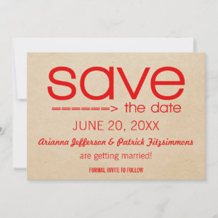 Arrow Typografie Save the Date, rot Date