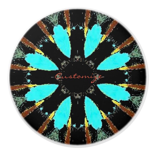 Arrowhead Feathers Pow-wow Thunder_Cove Keramikknauf (Vorderseite)