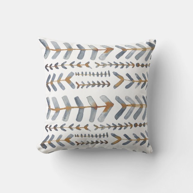 Arrowroot Geometric Watercolor Pattern Indigo Kissen (Vorderseite)