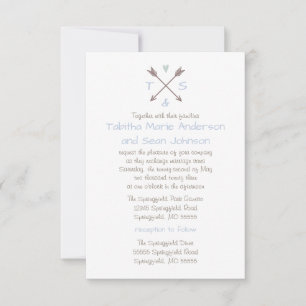 Arrows Blue Heart - 3x5 Hochzeits- und Empfangsein Einladung
